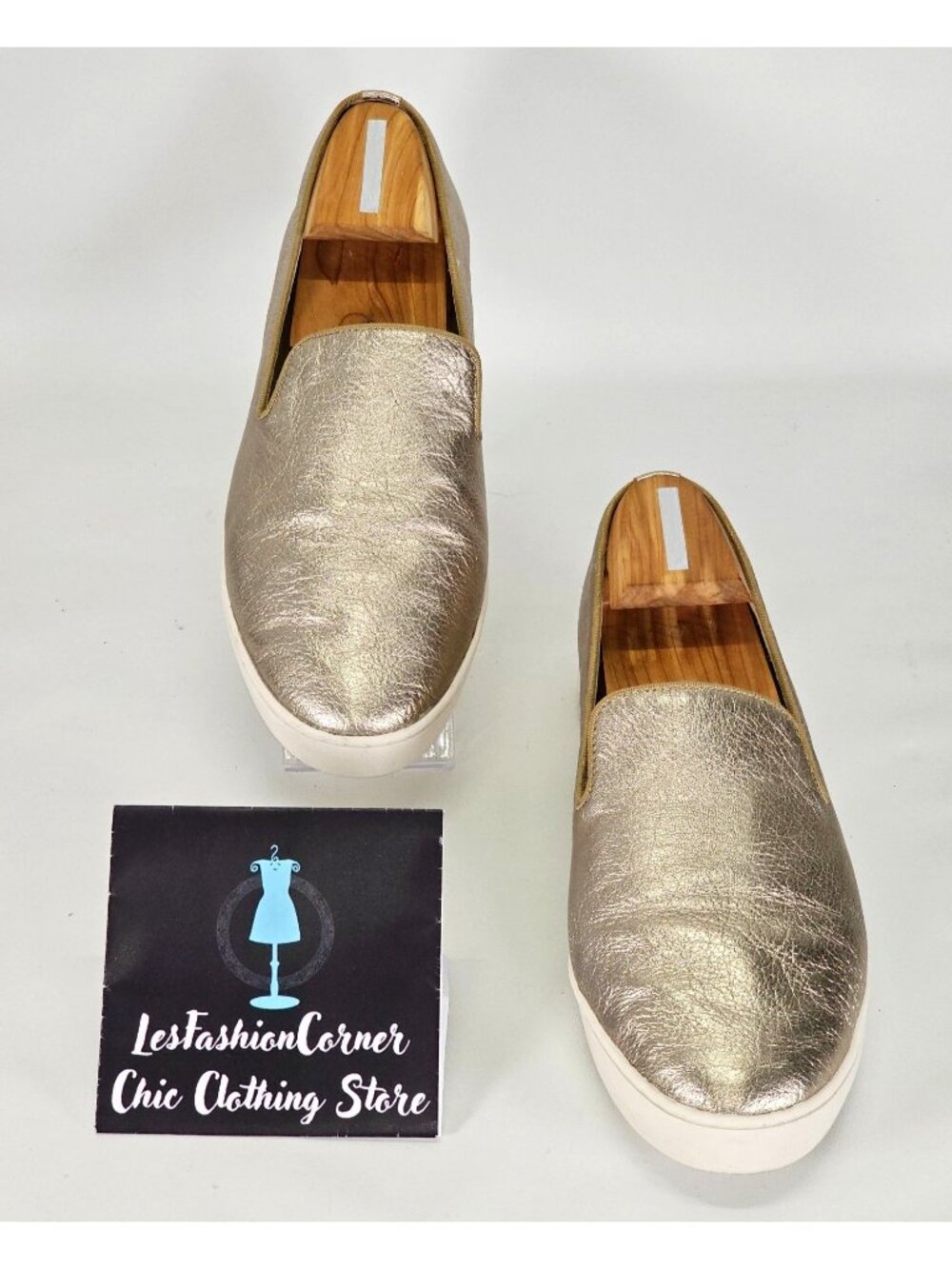 Birdies Women's Metallic Gold Leather The Swift Slip On Shoes Size 10.5 2139 - Picture 3 of 16
